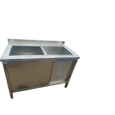 Commercial Stainless Steel Double Bowl Sink with Cabinet