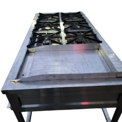 Stainless Steel Combo Cooking Range – Six Burners with Hot Plate