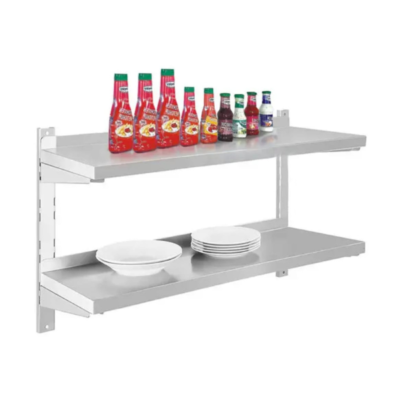 Double-Tier Stainless Steel Wall Shelf – Commercial Kitchen Storage