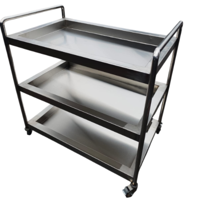 Three-Tier Stainless Steel Medical Trolley